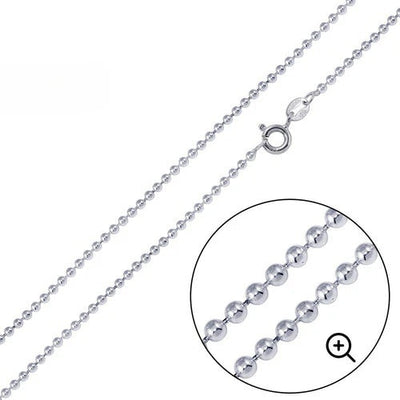 Sterling Silver Italian Solid Round Bead/Ball Chain 150 - 1.5mm Nickel Free Necklace with Spring Clasp Closure