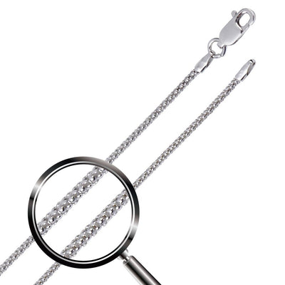 Italian Sterling Silver Rhodium Plated Popcorn Chain 1.6 mm with Lobster Claw Clasp Closure