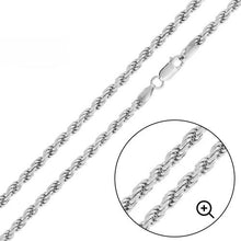 Load image into Gallery viewer, Italian Solid Sterling Silver Rope Chain 100 - 5MM Nickel Free Necklace with Lobster Claw Clasp Closure