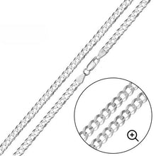 Load image into Gallery viewer, Sterling Silver Italian Solid Curb Link Chain 080 - 3mm Nickel Free Necklace with Lobster Claw Clasp Closure