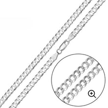 Load image into Gallery viewer, Sterling Silver Italian Solid Curb Link Chain 100 - 4mm Luxurious Nickel Free Necklace with Lobster Claw Clasp Closure