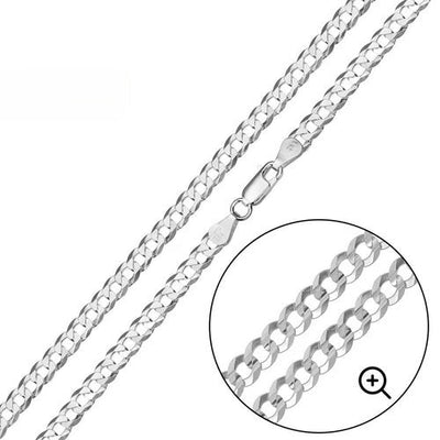 Sterling Silver Italian Solid Curb Link Chain 100 - 4mm Luxurious Nickel Free Necklace with Lobster Claw Clasp Closure