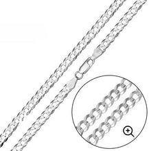 Load image into Gallery viewer, Sterling Silver Italian Solid Curb Link Chain 120 - 4.5mm Nickel Free Necklace with Lobster Claw Clasp Closure