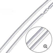 Load image into Gallery viewer, Sterling Silver Italian Solid Flat Omega Chain 2.5MM Luxurious Nickel Free Necklace with Lobster Claw Clasp Closure