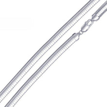 Load image into Gallery viewer, Sterling Silver Italian Solid Flat Omega Chain 4MM Nickel Free Necklace with Lobster Claw Clasp Closure