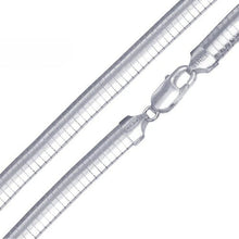 Load image into Gallery viewer, Sterling Silver Italian Solid Flat Omega Chain 8mm Nickel Free Necklace with Lobster Claw Clasp Closure