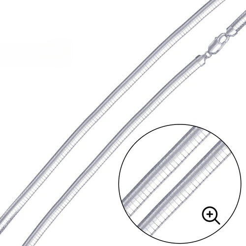 Sterling Silver Italian Solid Round Omega Chain 100 - 1mm Nickel Free Necklace with Lobster Claw Clasp Closure