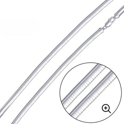 Sterling Silver Italian Solid Round Omega Chain 200 - 2mm Luxurious Nickel Free Necklace with Lobster Claw Clasp Closure -