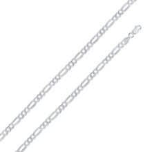 Load image into Gallery viewer, Italian Sterling Silver Flat Figaro Chain 140- 6 mm with Lobster Claw Clasp Closure