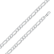 Load image into Gallery viewer, Italian Sterling Silver Flat Figaro Chain 250- 11 mm with Lobster Claw Clasp Closure
