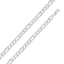 Load image into Gallery viewer, Italian Sterling Silver Flat Figaro Chain 220- 10 mm with Lobster Claw Clasp Closure