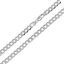 Load image into Gallery viewer, Italian Sterling Silver Flat Curb Link Chain 120- 5.4 mm with Lobster Claw Clasp Closure