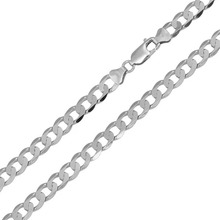 Load image into Gallery viewer, Italian Sterling Silver Flat Curb Link Chain 220- 9.6 mm with Lobster Claw Clasp Closure