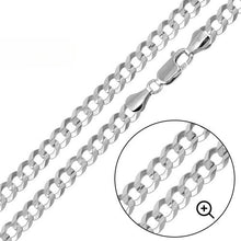 Load image into Gallery viewer, Italian Sterling Silver Flat Curb Link Chain 250- 10.8 mm with Lobster Claw Clasp Closure