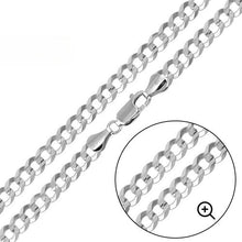 Load image into Gallery viewer, Sterling Silver Italian 200-8MM Flat Curb Chain