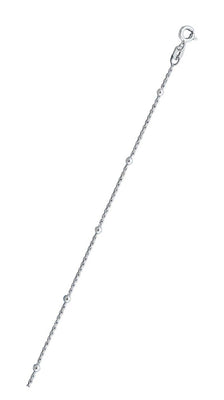 Italian Sterling Silver 030-1mm Cable Chain With Beads with Spring Clasp Closure