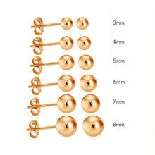 Load image into Gallery viewer, Sterling Silver Rose Gold Plated Round Ball Earrings