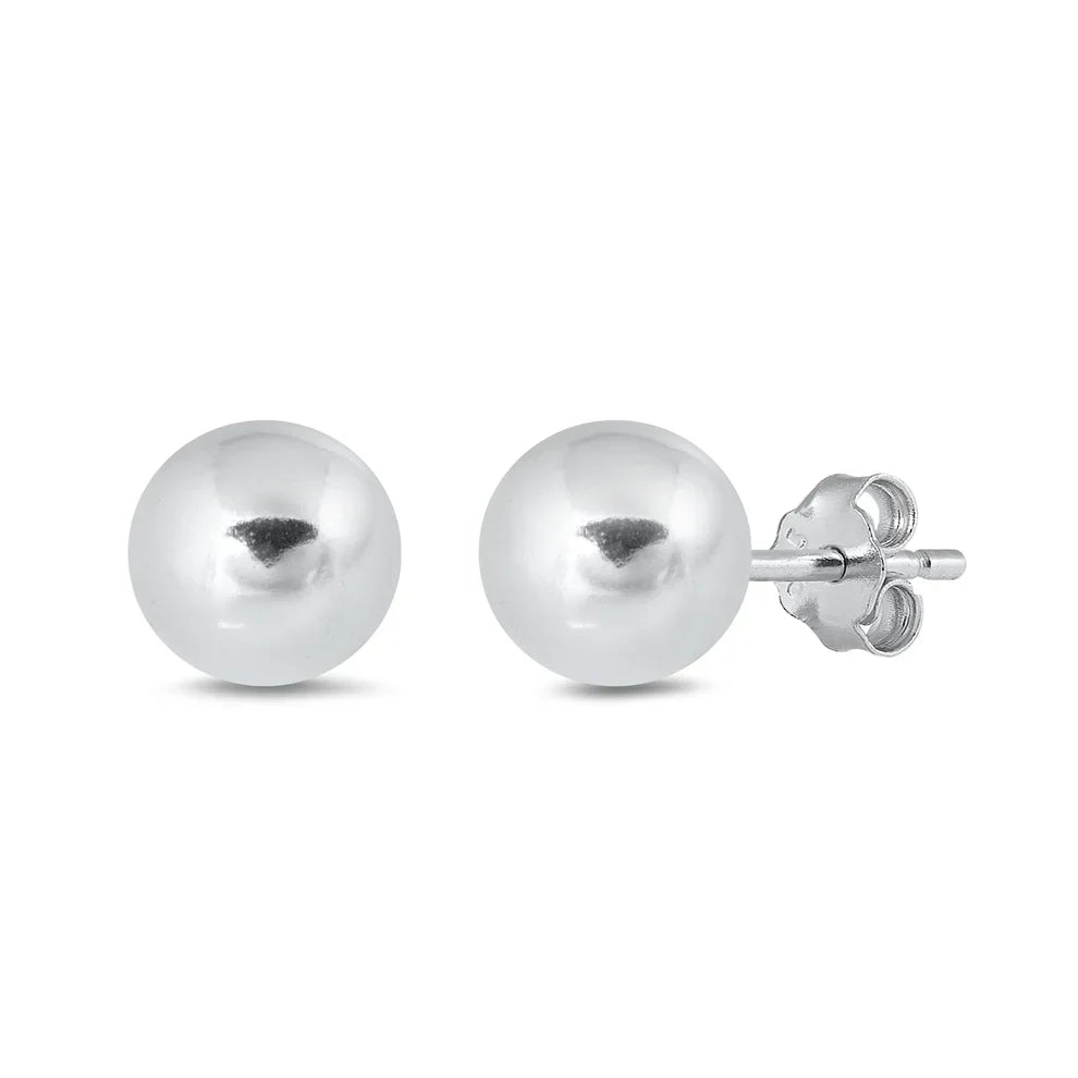 Sterling Silver Ball Earrings with Friction Post/Tension Back