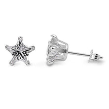 Load image into Gallery viewer, Sterling Silver Star CZ Stud Earring Set on High Quality Stamping Setting &amp; Friction Style Post