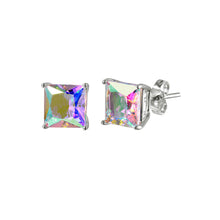 Load image into Gallery viewer, Sterling Silver Rhodium Plated ABL CZ Basket Set Studs