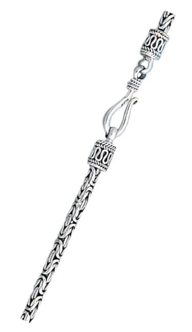 Sterling Silver Oxidized 3mm Byzantine Bali Necklace