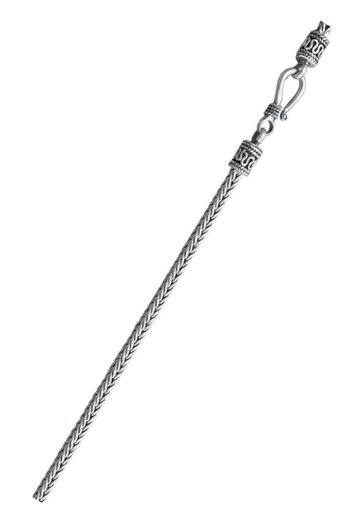 Sterling Silver Oxidized 2.5mm Square Wheat Bali Chain