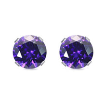 Load image into Gallery viewer, Sterling Silver Rhodium Plated Round Cut Stud Earring Set on Basket Prong Setting with Friction Back Post 5mm