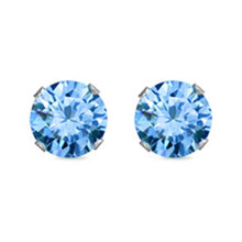 Load image into Gallery viewer, Sterling Silver Rhodium Plated Round Cut Stud Earring Set on Basket Prong Setting with Friction Back Post 6mm