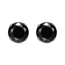 Load image into Gallery viewer, Sterling Silver Rhodium Plated Round Cut Stud Earring Set on Basket Prong Setting with Friction Back Post 10mm