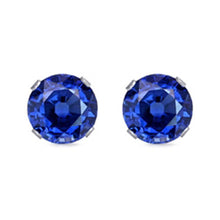 Load image into Gallery viewer, Sterling Silver Rhodium Plated Round Cut Stud Earring Set on Basket Prong Setting with Friction Back Post 9mm