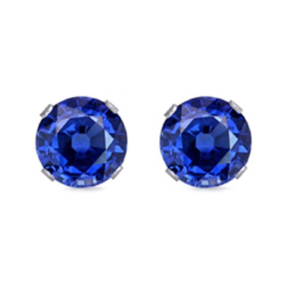 Sterling Silver Rhodium Plated Round Cut Stud Earring Set on Basket Prong Setting with Friction Back Post 10mm