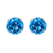 Load image into Gallery viewer, Sterling Silver Rhodium Plated Round Cut Stud Earring Set on Basket Prong Setting with Friction Back Post 5mm