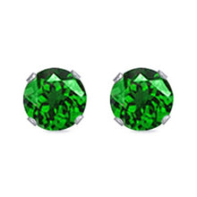 Load image into Gallery viewer, Sterling Silver Rhodium Plated Round Cut Stud Earring Set on Basket Prong Setting with Friction Back Post 9mm