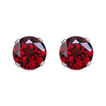 Load image into Gallery viewer, Sterling Silver Rhodium Plated Round Cut Stud Earring Set on Basket Prong Setting with Friction Back Post 8mm