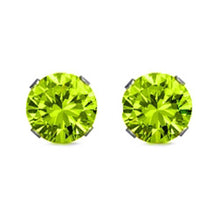 Load image into Gallery viewer, Sterling Silver Rhodium Plated Round Cut Stud Earring Set on Basket Prong Setting with Friction Back Post 6mm