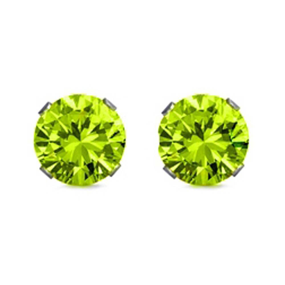 Sterling Silver Rhodium Plated Round Cut Stud Earring Set on Basket Prong Setting with Friction Back Post 9mm