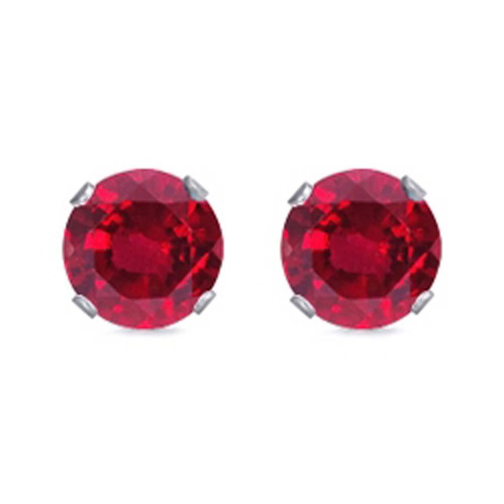 Sterling Silver Rhodium Plated Round Cut Stud Earring Set on Basket Prong Setting with Friction Back Post 5mm