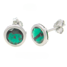 Load image into Gallery viewer, Sterling Silver 7MM Round CZ Bezel Stamping Stud Earrings